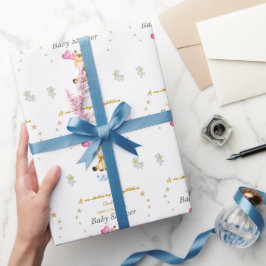 Op maat gemaakte naam Baby Giraffe ballonnen Baby  Cadeaupapier