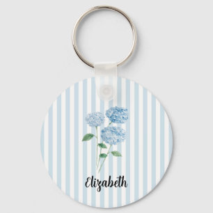 Op maat gemaakte naam Blauwe Hortensia Schildering Sleutelhanger
