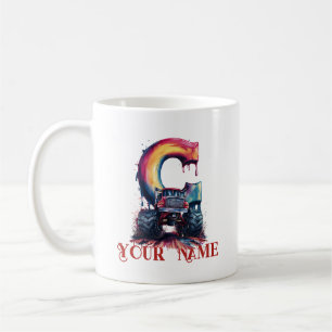 Op maat gemaakte naam 'C' Modder spat Monstertruck Koffiemok