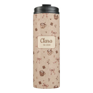 Op maat gemaakte naam Cozy Cocoa Hot Chocolate Pat Thermosbeker