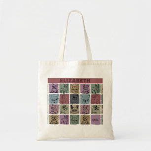 Op maat gemaakte naam Franse Bulldog Retro Bloemen Tote Bag