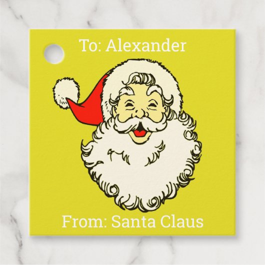 Op maat gemaakte naam Gele Kerstman Bedankjes Labels (Voorkant)