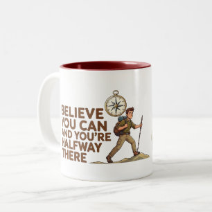 Op maat gemaakte naam 'Geloof in jezelf' Motivatie Tweekleurige Koffiemok