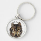 Op maat gemaakte naam Gepersonaliseerd Wolf Hoofd  Sleutelhanger (Voorkant)