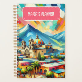 Op maat gemaakte naam geschilderd Mexicaans landsc Planner