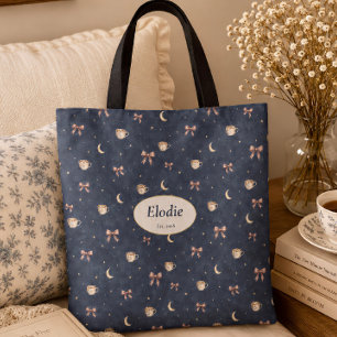 Op maat gemaakte naam Hemel Cottagecore Maan Lezer Tote Bag