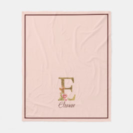 Op maat gemaakte naam Letter E Goud Folie Blush Ro Fleece Deken