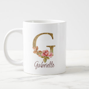 Op maat gemaakte naam Letter G Goud Folie Blush Ro Grote Koffiekop