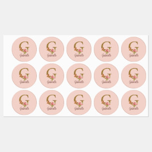 Op maat gemaakte naam Letter G Goud Folie Blush Ro Labels