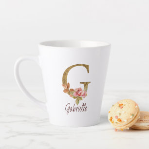 Op maat gemaakte naam Letter G Goud Folie Blush Ro Latte Mok