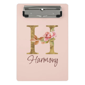 Op maat gemaakte naam Letter H Goud Folie Blush Ro Mini Klembord