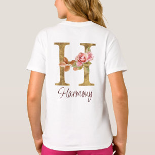 Op maat gemaakte naam Letter H Goud Folie Blush Ro T-shirt