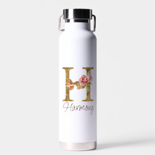 Op maat gemaakte naam Letter H Goud Folie Blush Ro Waterfles