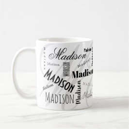 Op maat gemaakte naam Madison zwart-witte koffiemo Koffiemok