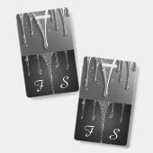 Op maat gemaakte naam Monogram Zilver Glitter Drip Badge (Voor- en achterkant)