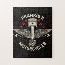 Op maat gemaakte NAAM Motorfiets Zuiger Vleugels B Legpuzzel