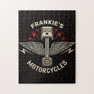 Op maat gemaakte NAAM Motorfiets Zuiger Vleugels B Legpuzzel