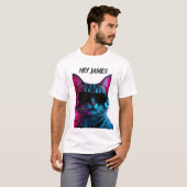 Op maat gemaakte naam neon kat ontwerp t-shirt (Voorkant volledig)