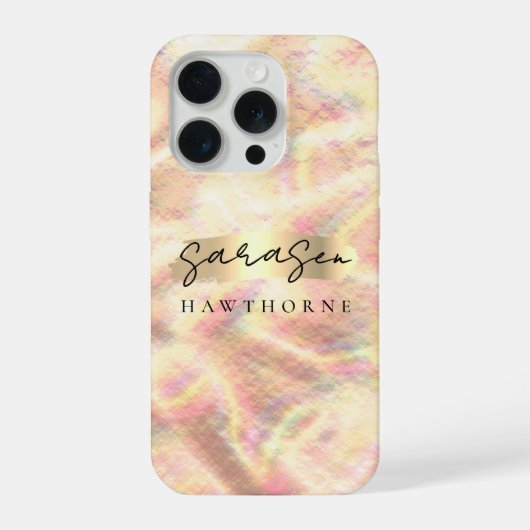 Op maat gemaakte naam Opal Steen Design Roze Goud iPhone Hoesje (Achterkant)