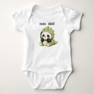 Op maat gemaakte naam Panda Dinosaur Kostuum Baby Romper