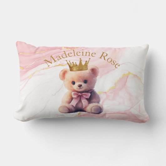 Op maat gemaakte naam prinses teddybeer kussen (Voorkant)