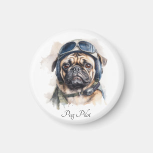 Op maat gemaakte naam Pug Piloot Vintage Aviator K Magneet