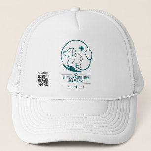 Op maat gemaakte naam & QR-code dierenarts Trucker Pet