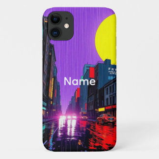Op maat gemaakte naam Retro Urban Regen Stadslands Case-Mate iPhone Case