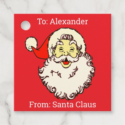 Op maat gemaakte naam Rode Kerstman Bedankjes Labels (Voorkant)