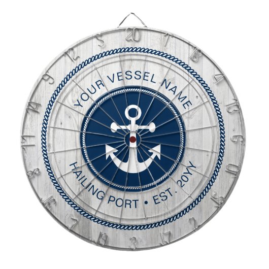 Op maat gemaakte naam Rustige Nautilus Anker Geper Dartbord (Voorkant)