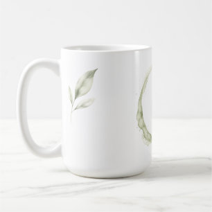 Op maat gemaakte naam Sage Green Watercolor Monogr Koffiemok