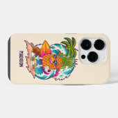 Op maat gemaakte naam surfen ananas iPhone hoesje (Achterkant horizontaal)