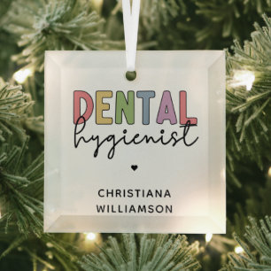 Op Maat Gemaakte Naam Tandhygiënist RDH Cadeaus Glas Ornament