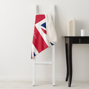 Op maat gemaakte naam Union Jack Rode Witte Blauwe Sherpa Deken