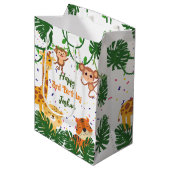 Op maat gemaakte naam van de partij Cute oerwoud a Medium Cadeauzakje (Voorkant Gekanteld)