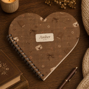 Op maat gemaakte naam Vintage bruine lezers Lief c Notitieboek