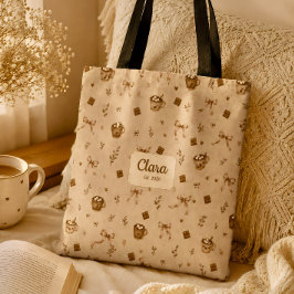 Op maat gemaakte naam Vintage Cozy Cocoa Hot Choco Tote Bag