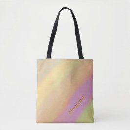 Op maat gemaakte naam watten-candy-waterverfpatroo tote bag