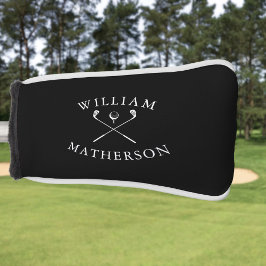 Op maat gemaakte naam zwarte en witte golfclubs  golfheadcover