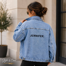 Op maat gemaakte naamdesign op dames jeansjas denim jacket