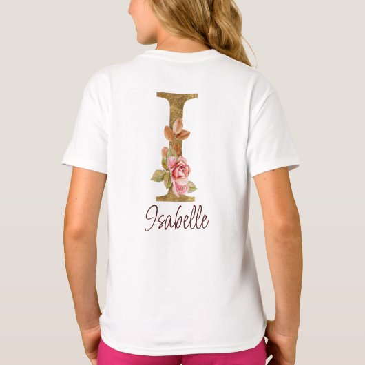 Op maat gemaakte naamletter I Goud Folie Roze Roze T-shirt (Achterkant)