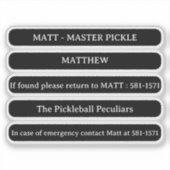 Op maat gemaakte naamsticker voor pickleballpaddle sticker (Voorkant)