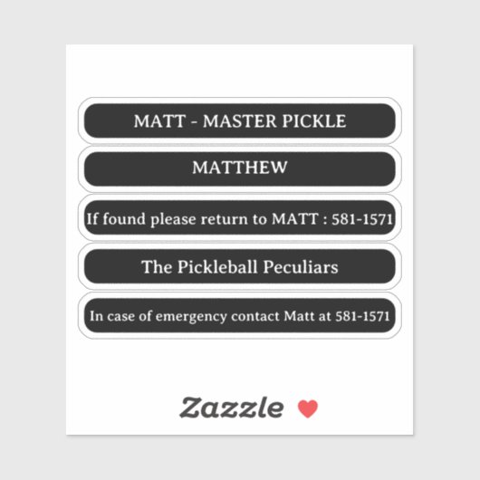 Op maat gemaakte naamsticker voor pickleballpaddle sticker (Vel)