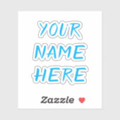 Op maat gemaakte naamtekst script blauwe helmstick sticker (Vel)
