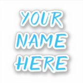 Op maat gemaakte naamtekst script blauwe helmstick sticker (Voorkant)