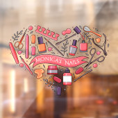 Op Maat Gemaakte Nagelsalon Hart Nagelgereedschap  Raamsticker (Vel 2)