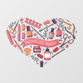 Op Maat Gemaakte Nagelsalon Hart Nagelgereedschap  Raamsticker (Vel)