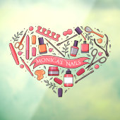 Op Maat Gemaakte Nagelsalon Hart Nagelgereedschap  Raamsticker (Vel 3)