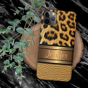 Op maat gemaakte namaak luipaard vel gouden leer p Case-Mate iPhone case
