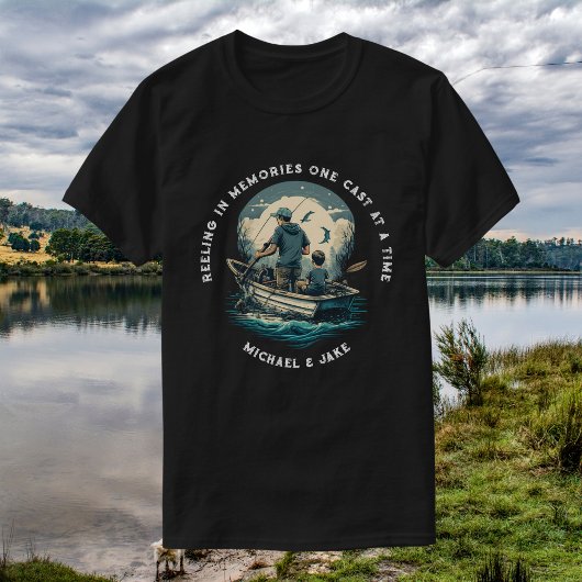 Op maat gemaakte namen vissen vader-zoon vaderdag  t-shirt